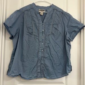 Route 66 Women’s V‎ Neck 100% Cotton Blue/Grey Lightweight Blouse Shirt Size 3X